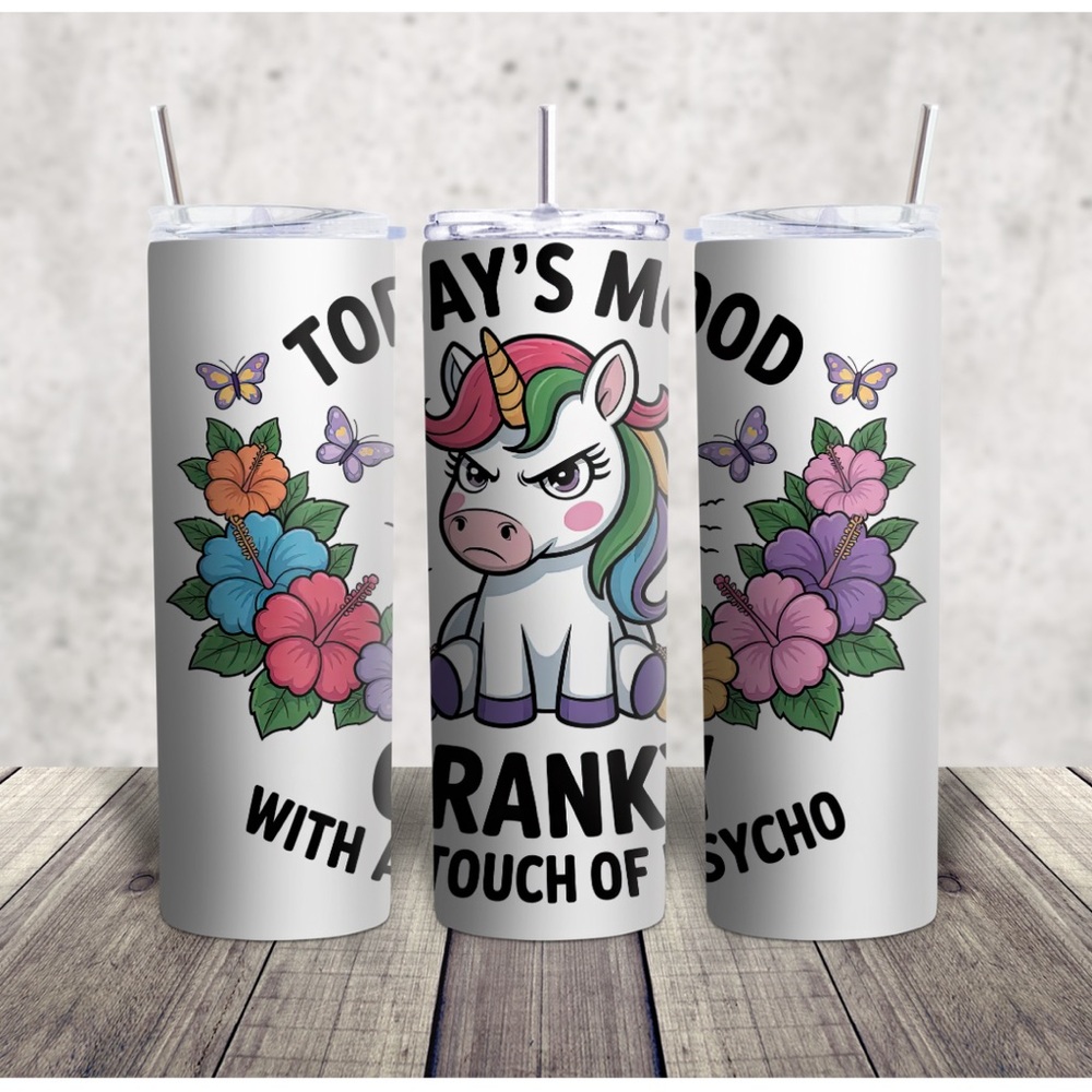 Colorful Unicorn Tumbler with Floral Design